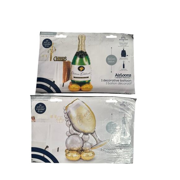 Champagne Celebration 3 Balloon Set – 2 Pack AirLoonz & Mylar Bottle - Picture 5 of 15